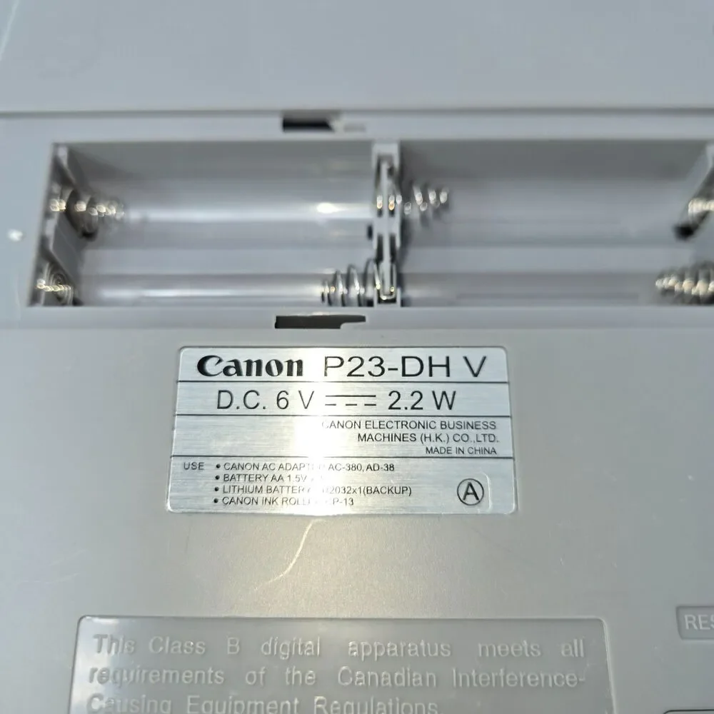 Canon P23-DH V Printing Calculator w/ 2 Rolls Paper Ink AC Adapter Tested Works
